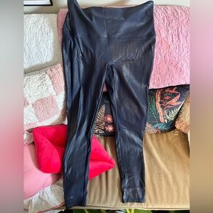 SPANX FAUX LEATHER NAVY LEGGINGS